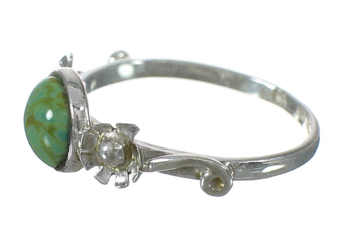 Silver And Turquoise Southwestern Flower Ring Size 5-1/2 YX90837
